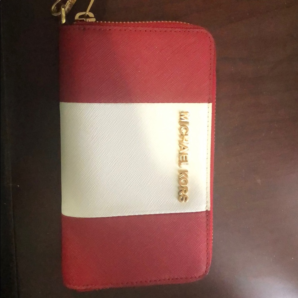 Micheal Kors red and white wallet